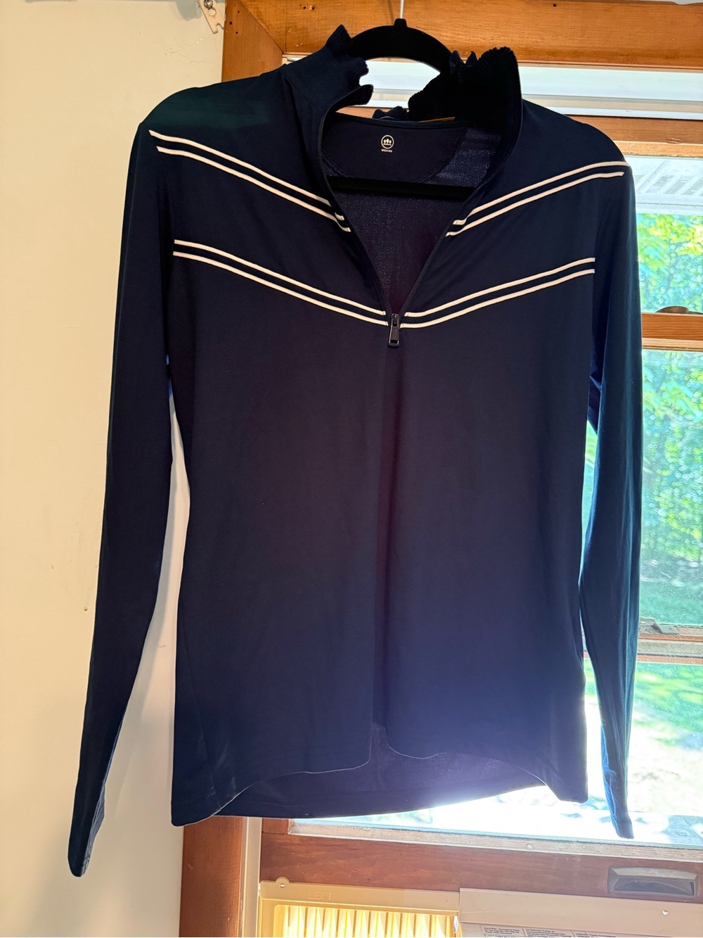 Polo by Ralph Lauren Navy Half-Zip Long-Sleeve Top with White Stripes
